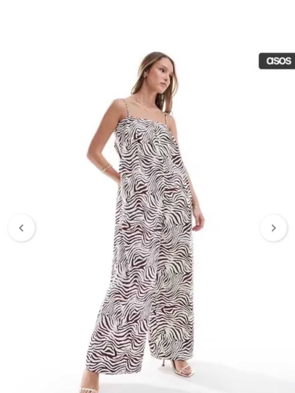 ASOS Zebra-Print Maxi Slip Dress - Black & White